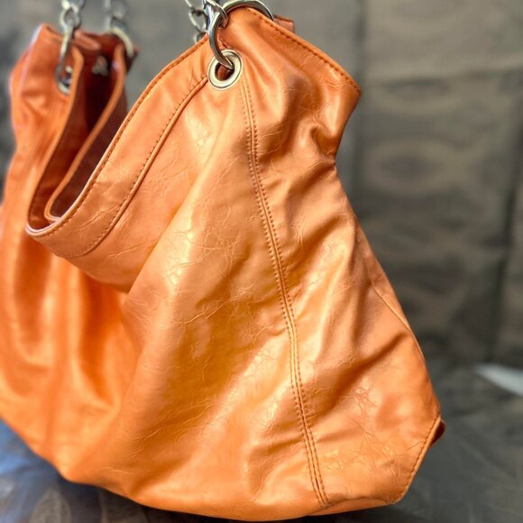 Maurices Creamy Orange Shoulder Bag with Silver Hardware & Size 20" X 12" X 4" - Picture 2 of 11